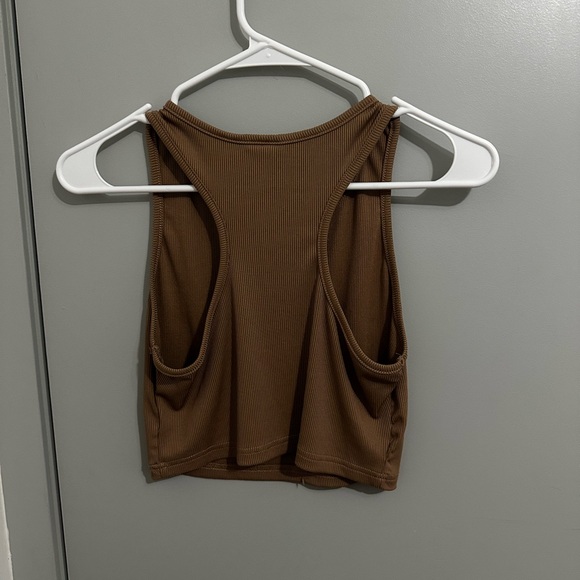 Brown Ribbed Crop Top - Picture 2 of 2